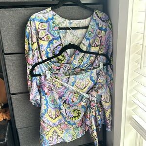 Zara Printed Sarong Skirt And Wrap Top NWOT SIZE XL